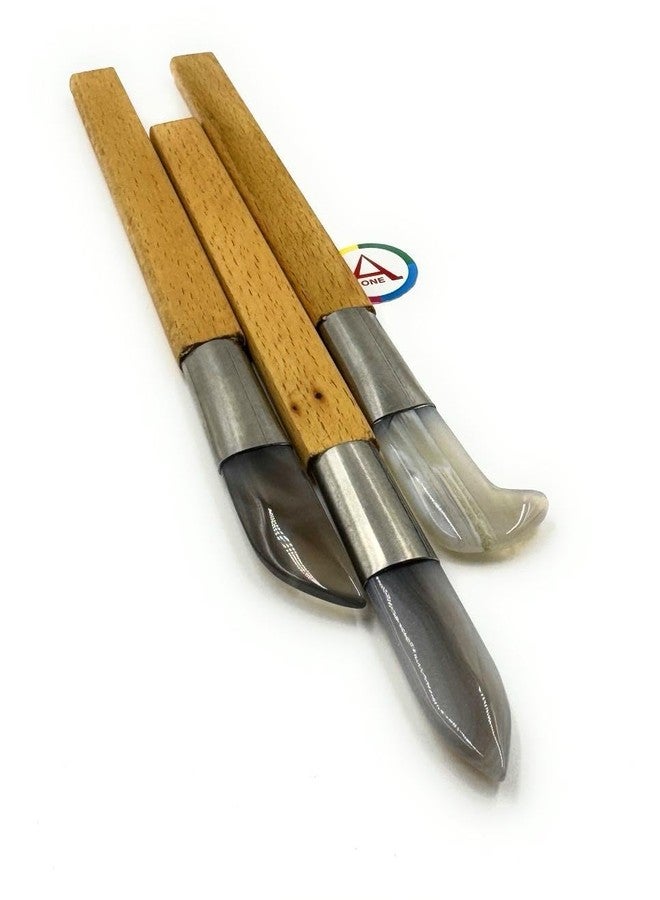 Aone Agate Burnishers 8.5" Set of 3 Shapes- Hockey, Straight & Curved Edge for Burnishing & Bezel Setting in Metal Clay, Gold/Silver Foil or Keum-Boo Application, Crafts DIY - Image 3